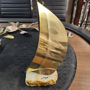 DeMott Brass & Marble Sailboat Sculpture